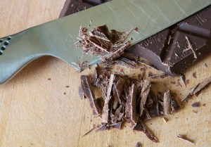 chopping chocolate with a sharp knife