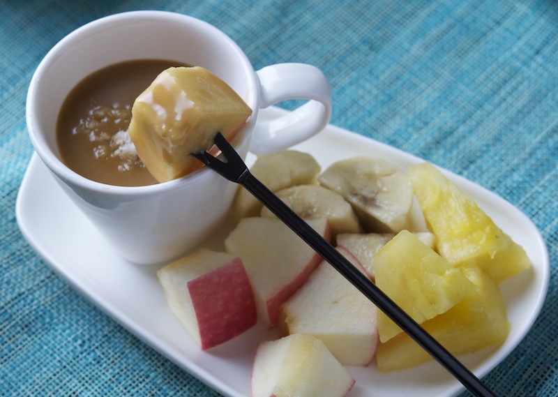 Fruit Dipped into a Date and Coconut Sauce
