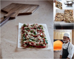 Japanese pizza, pizza oven with chef