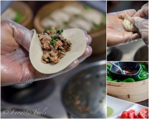 making dumplings at a japanese restaurant
