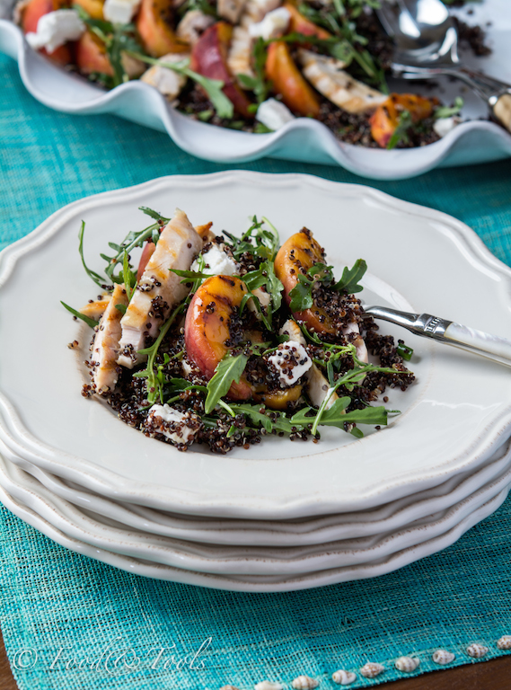Black Quiona Salad with Grilled Peaches and Chicken-7092