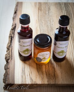 wooden board and preserves