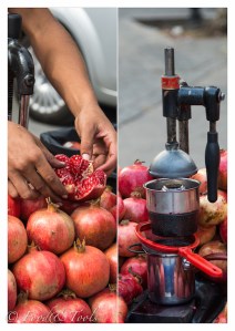 Manually juicing pomegranates for a stall in Istanbu