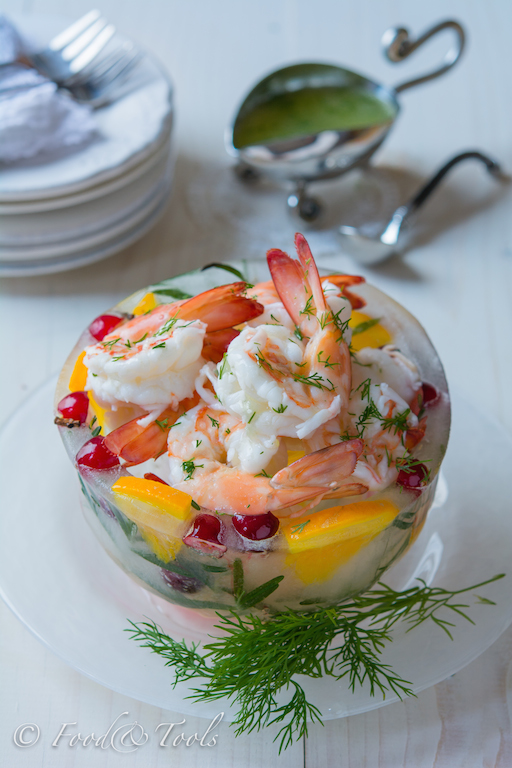 Fresh Prawns with Dill Viniaigrette in Ice Bowl