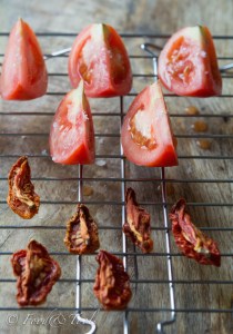 Oven Dried Tomatoes on a cooling rack