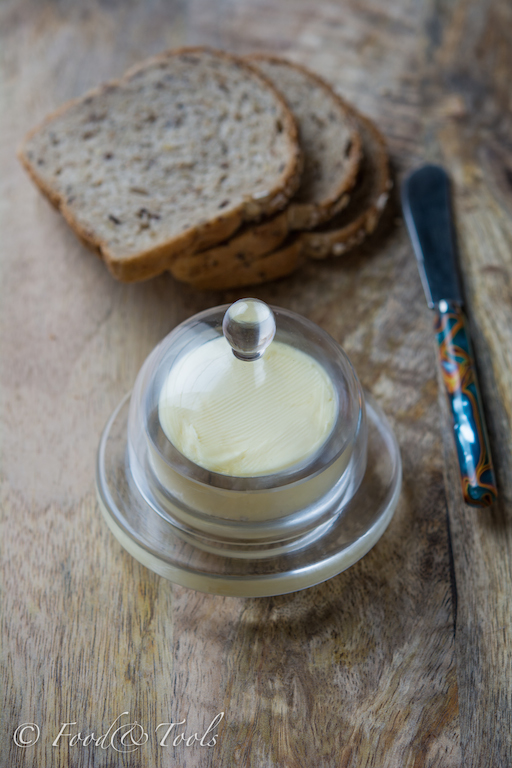 Glass Butter Dish Knife and Bread